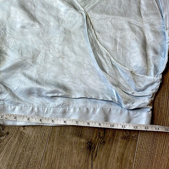 🧵Babaton Soft Ice Blue Shiny Satin Faux Wrap crop top . - Picture 4 of 8